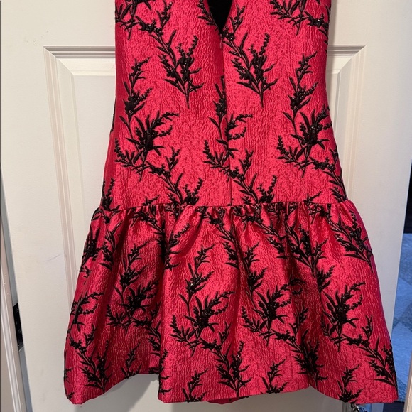 Oscar de la Renta Pink and Black Floral Dress - Picture 5 of 6